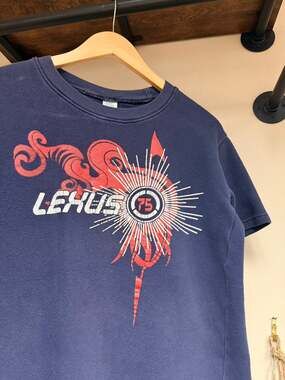 Y2K Lexus 75 Vintage Tribal Ribbed Knit Tee Shirt Toyota Acura Honda Nissan